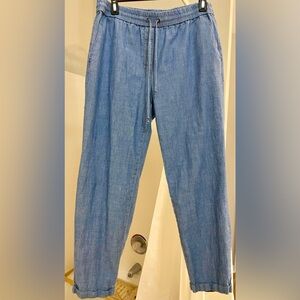 J Crew Cotton Denim Elastic Waist Pants.  Lightweight with Cuffs. Size 10T.  EUC